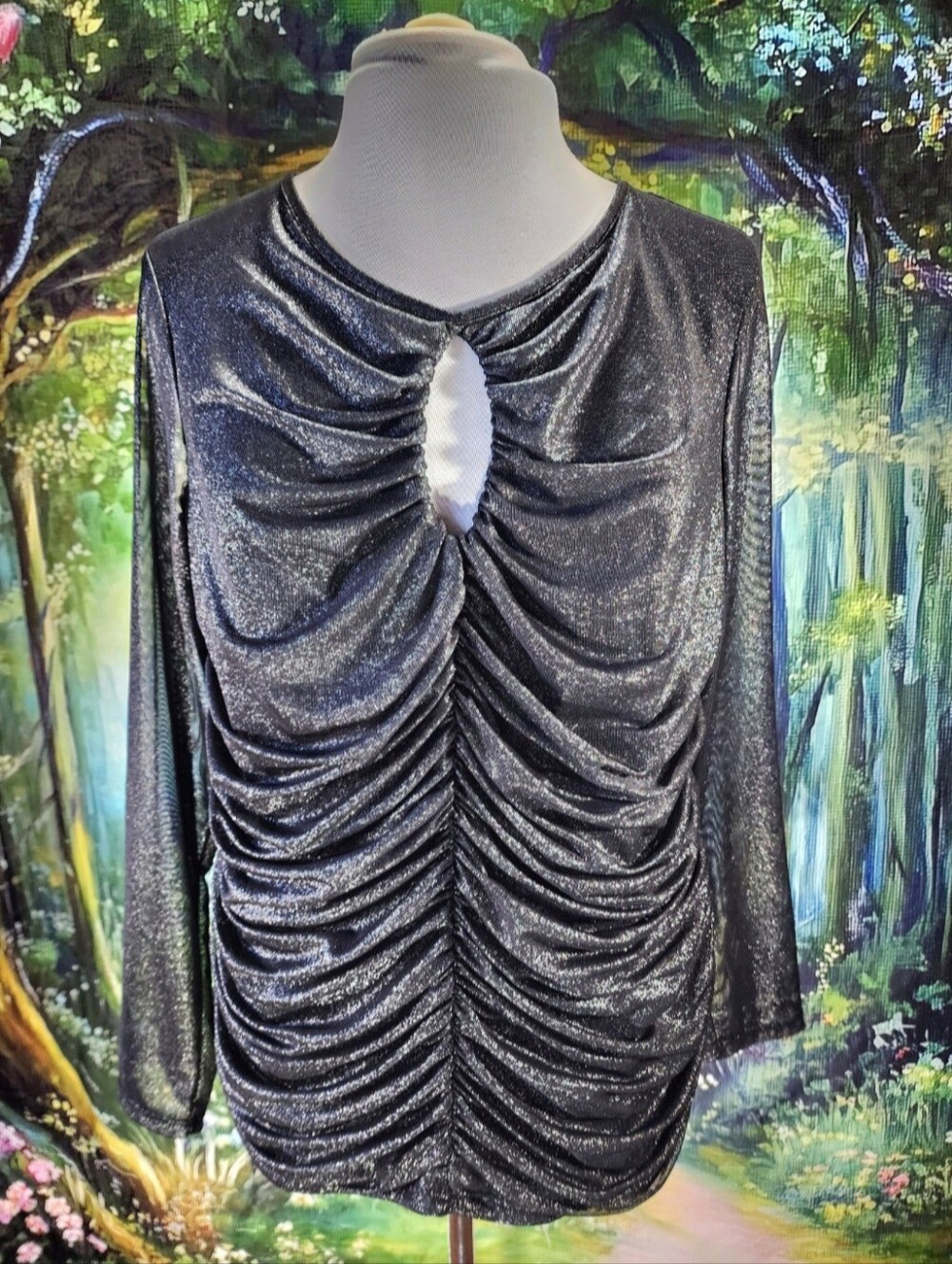 🪩💣 Ashley Stewart Sparkle Ruched TOP XL